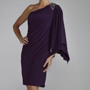 R&m richards cocktail dress one shoulder jeweled gems holiday party wedding sz8